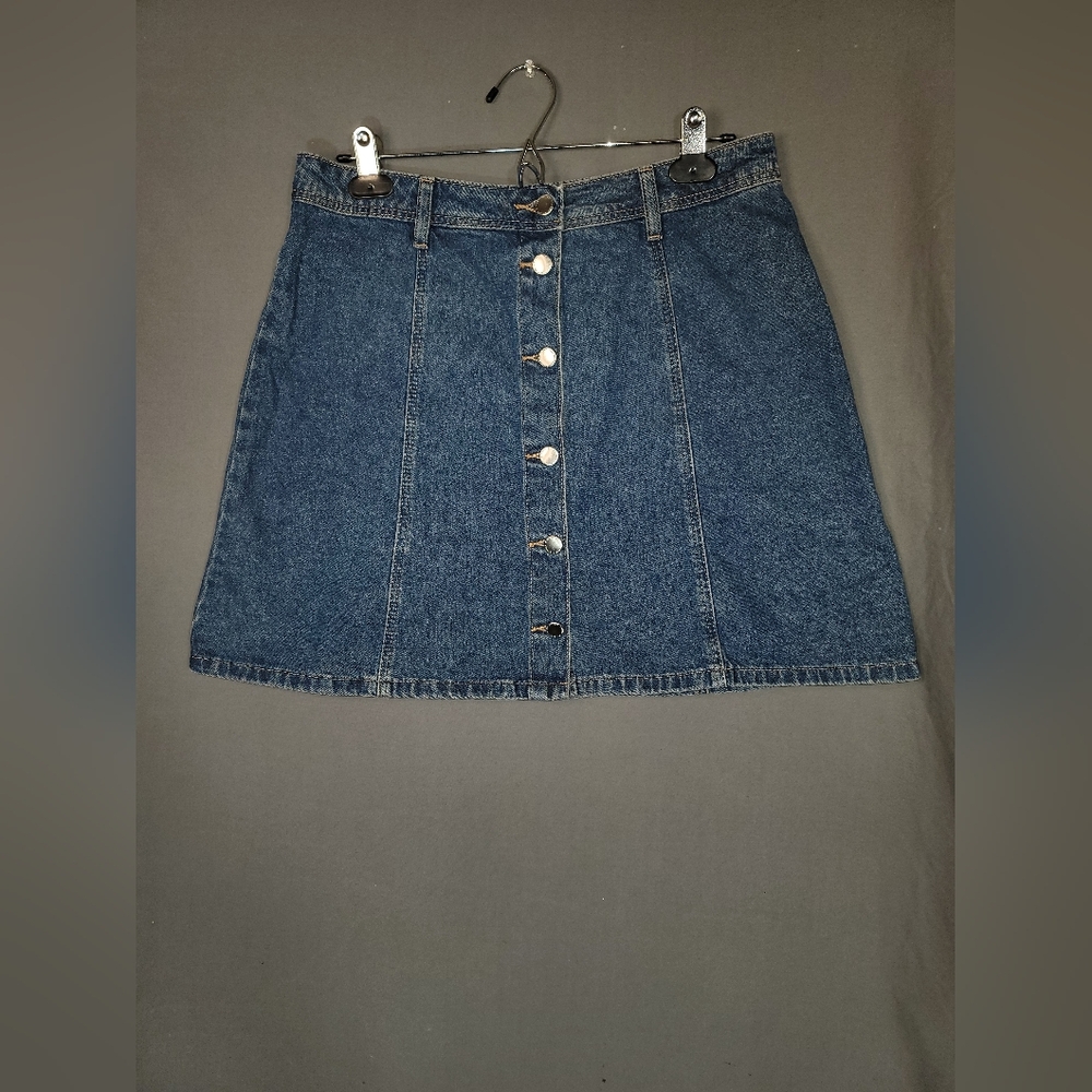 H&M Blue Denim Mini Skirt with Button Detail